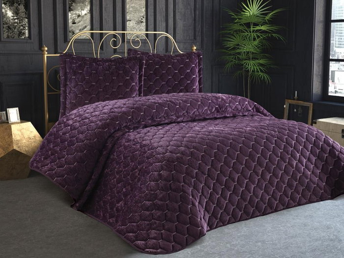 L'essentiel linge de maison Juego de colcha doble Lima - Damson L'essentiel linge de maison Juego de colcha doble Lima - Damson